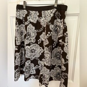Talbots all cotton brown  and white Floral Skirt